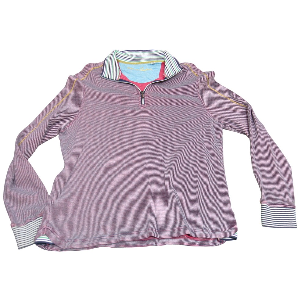 Robert Graham Mens 2XL Purple Striped 1/4 Zip Pullover Classic Fit Long Sleeve